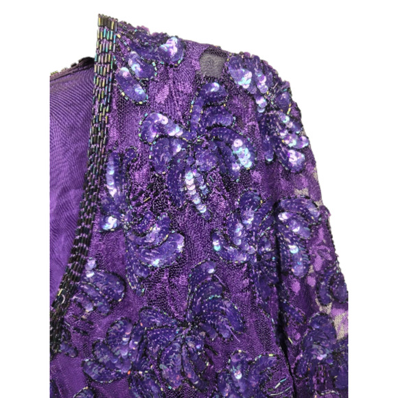 Vintage Judith Ann Plus 3X Purple Beaded Sequin 2pc Skirt Set Rayon - Picture 5 of 16